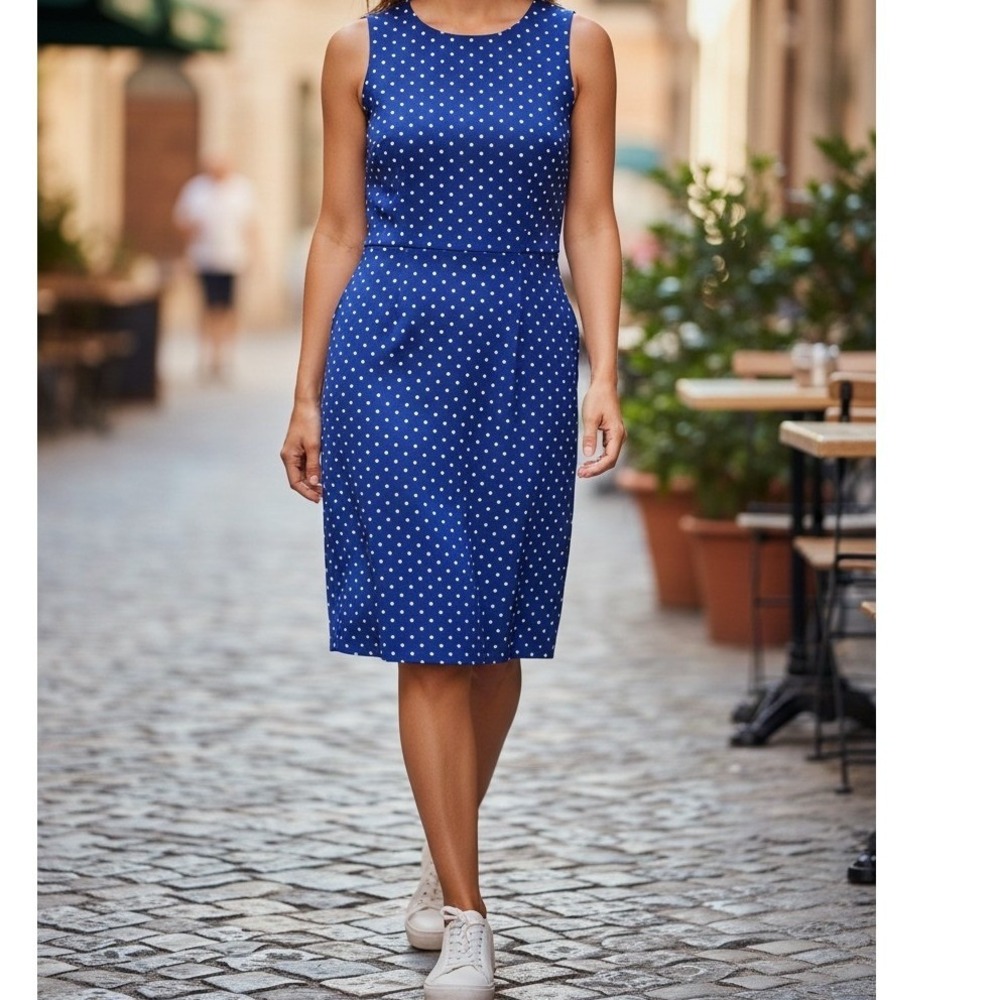 Old Navy Blue Polka Dot Sleeveless Sheath Dress